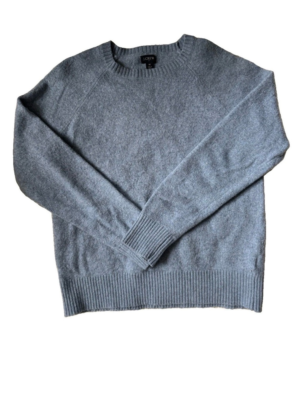 J. CREW Teddie Blue Crewneck Sweater Size M Wool Blend Classic Minimalist
